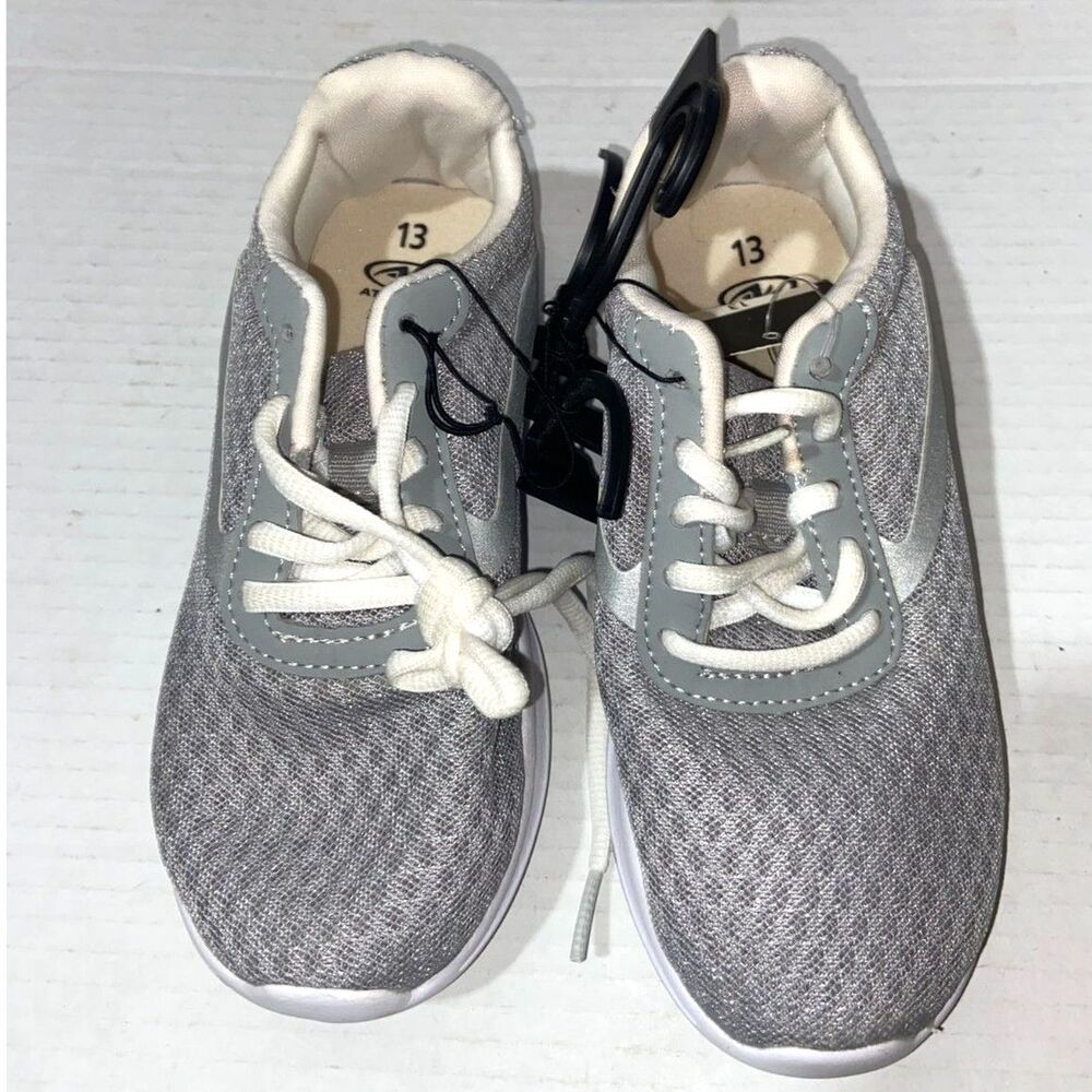 Athletic Works Girls Sneakers Shoes Size 13 Gray White New w/Tags!